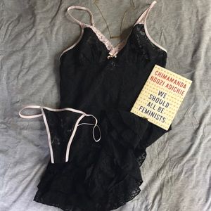 Victoria's Secret black lace slip M